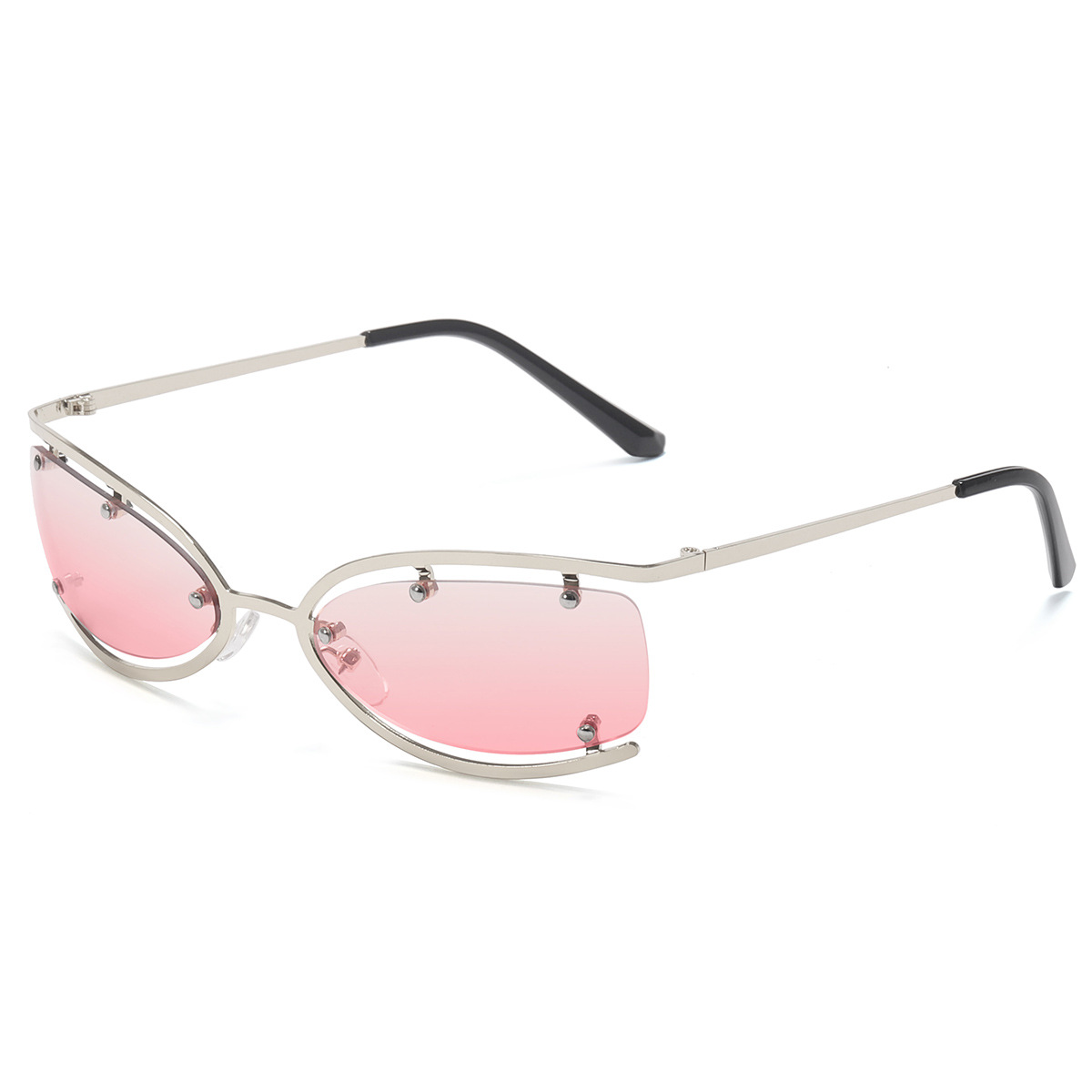 Y2g dulce fresco caliente chica metal gato ojo gafas de sol personalidad femenina futuro tecnología estilo gafas de sol cóncavo forma medio marco gafas