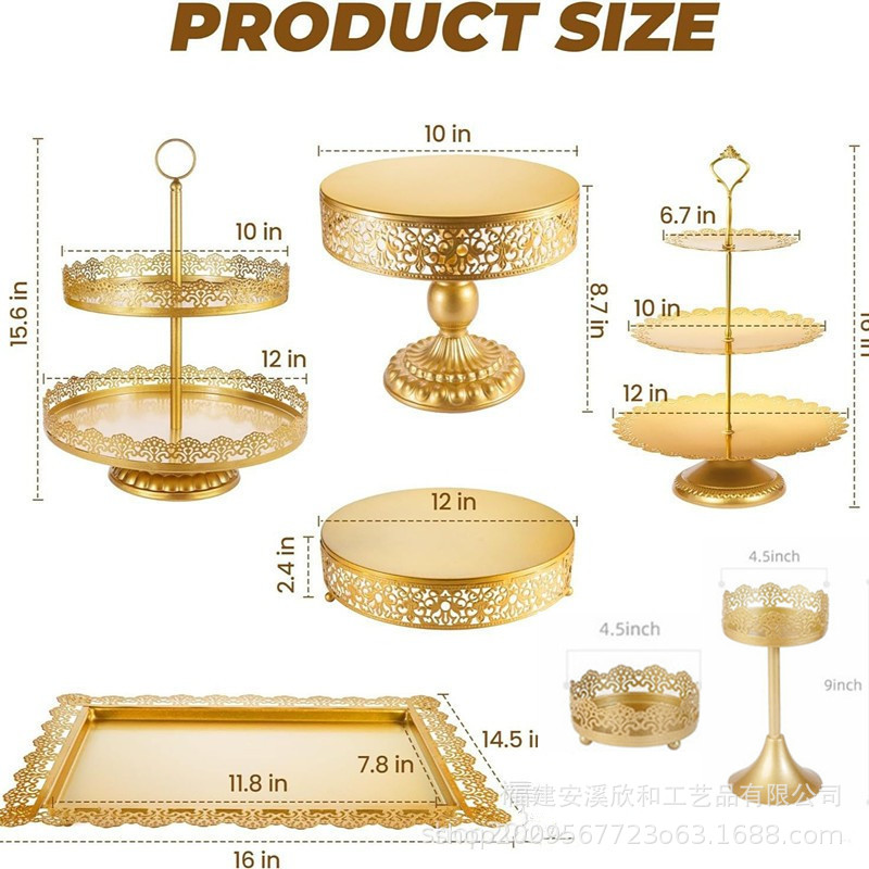 Soporte de pastel hueco dorado creativo de estilo europeo accesorios de boda mesa de postres decoración tienda de postres combinación de soporte de pastel de dim sum