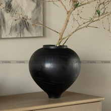 侘寂风中古大肚花瓶 电视柜样板间轻奢高级感复古装饰品摆件