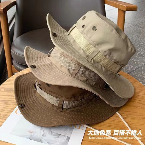 Ins Plain Color Casual Sun Hat Korean Style Versatile Fishing Hat Outdoor Brim Sun Protection Fisherman Hat Men Summer Cross-border