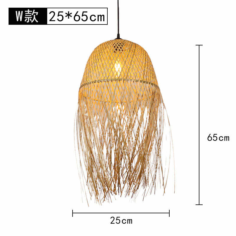 Lámpara de araña tejida de bambú Restaurante chino Lámpara de salón de té de linterna de bambú Restaurante japonés Sombrero de paja Lámpara de araña tejida de ratán B & B