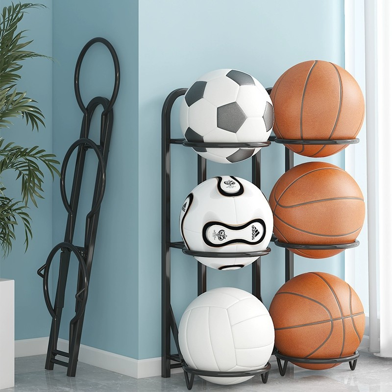 Estante de almacenamiento de pelotas multifuncional sin perforaciones para el hogar, estante de almacenamiento doméstico simple de varias capas para comercio exterior, estante de almacenamiento de baloncesto