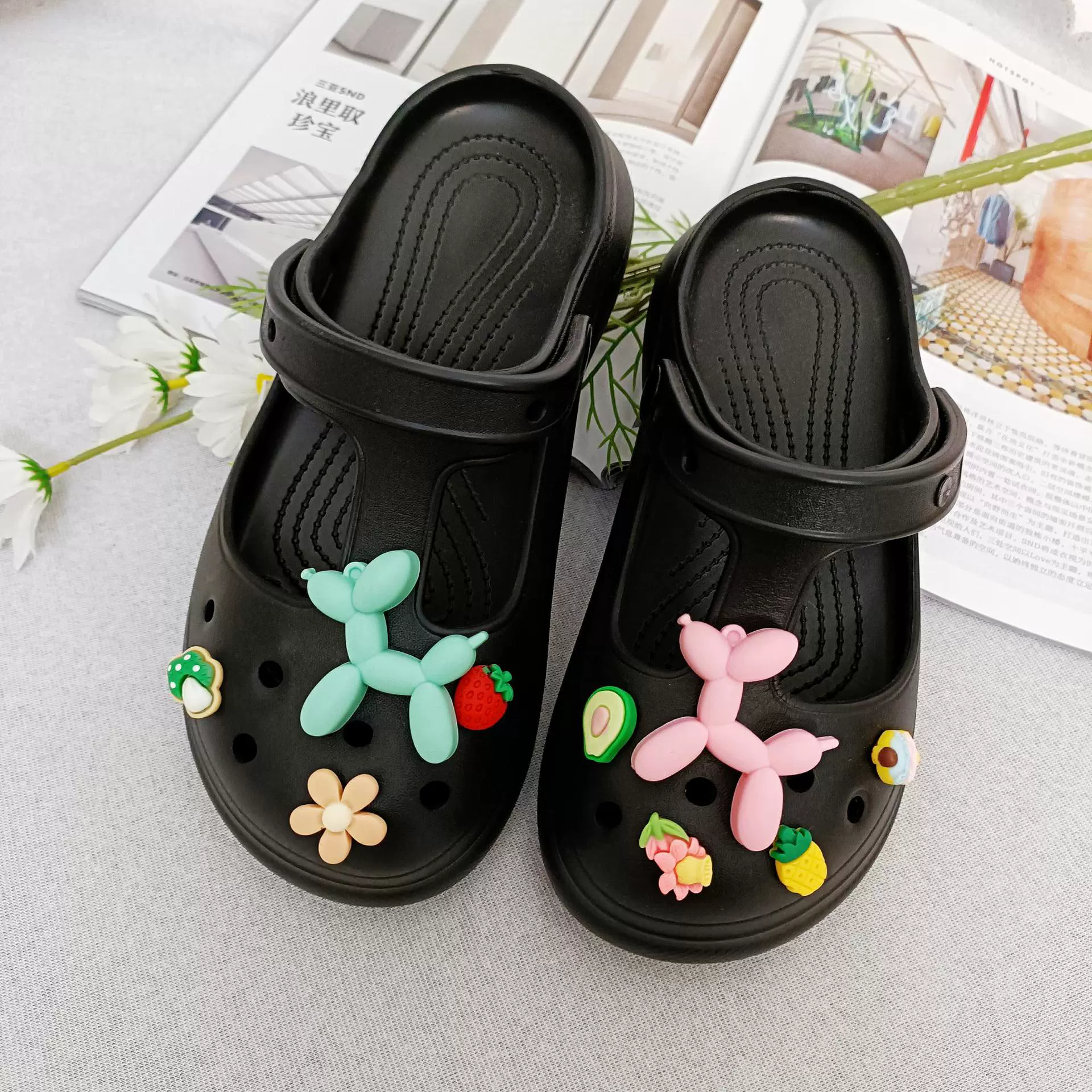 Balloon, footwear platform, summer slide, slippers, 2022 collection, 6cm