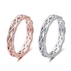 wish Amazon AliExpress best selling 14k rose gold plated intertwined hollow ring European and American engagement temperament tail ring