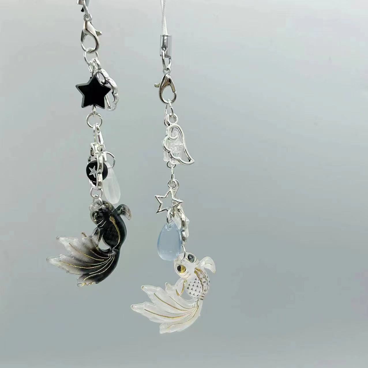 Daily Occasion Plastic Material 1 Piece Sweet Star Flower Carp Plastic Stoving Varnish Mobile Phone Chain Keychain