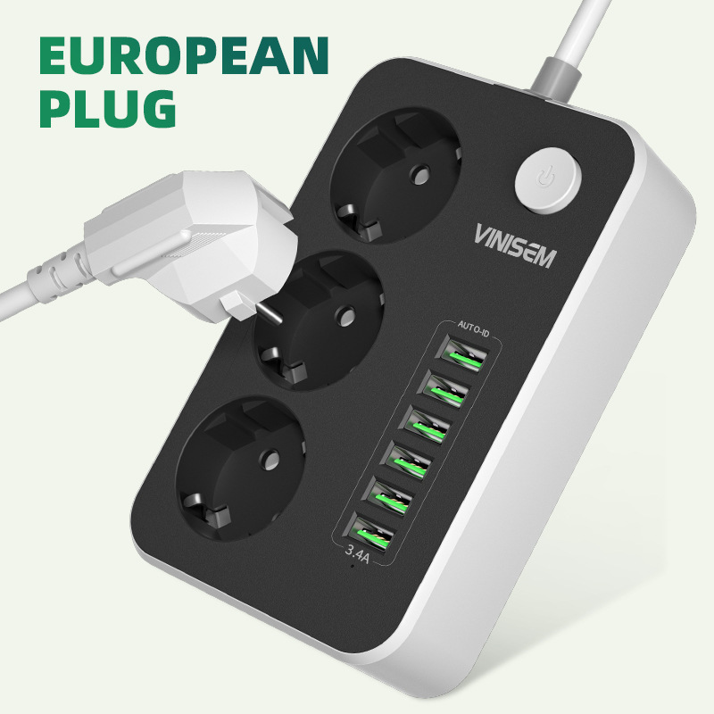 Transfronterizo dedicado estilo europeo 6USB socket de estilo europeo con enchufe de carga tipo C Placa de cableado del hogar