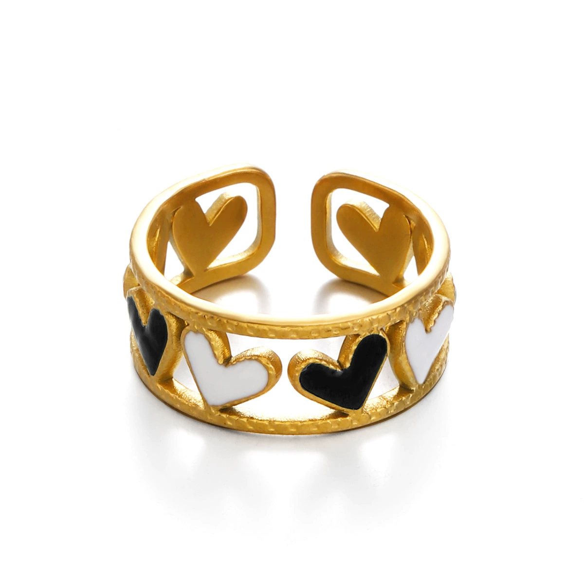 Fashionable one size ring hip-hop style, white coloring book stainless steel, European style, simple and elegant design
