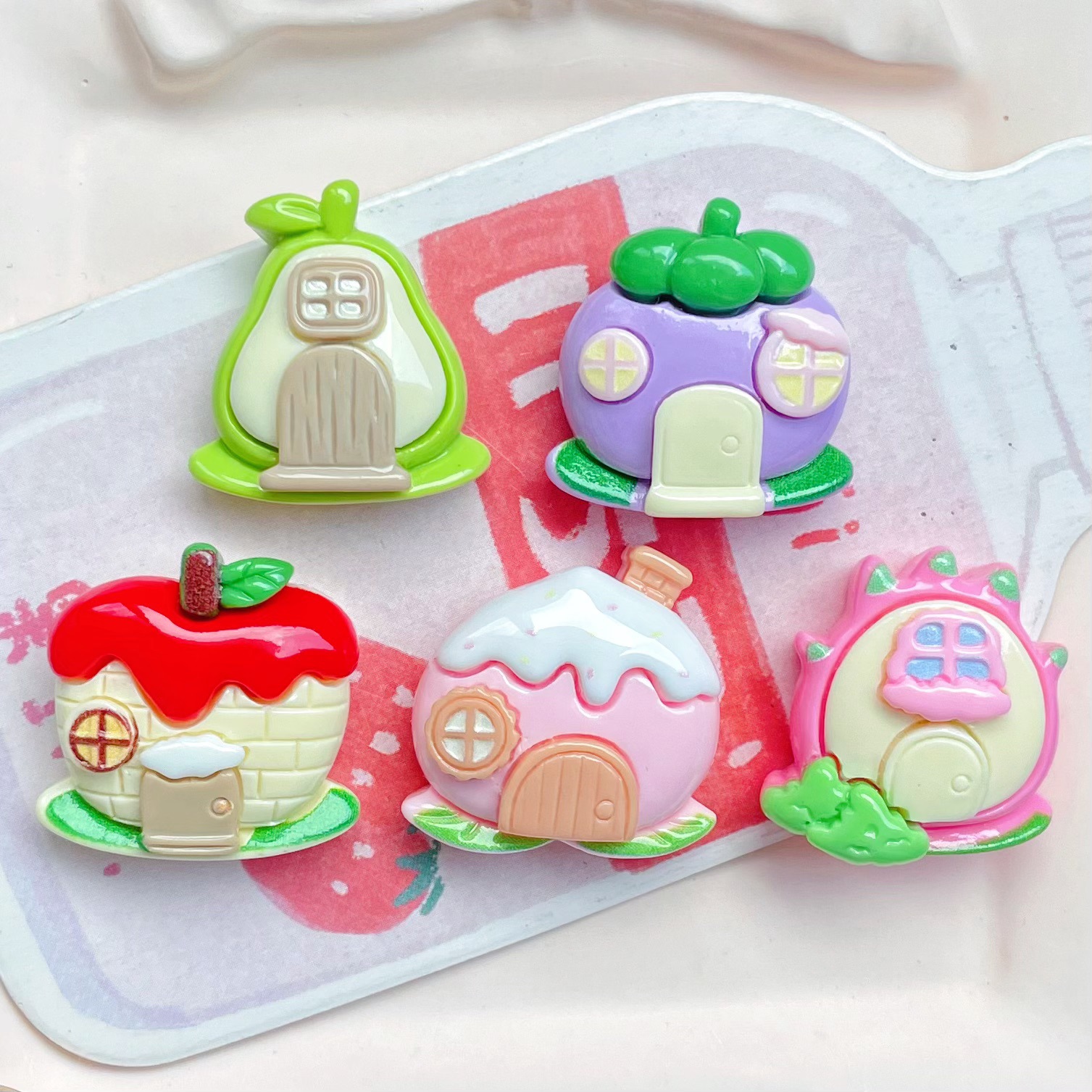 Cartoon cute creative house with accessories