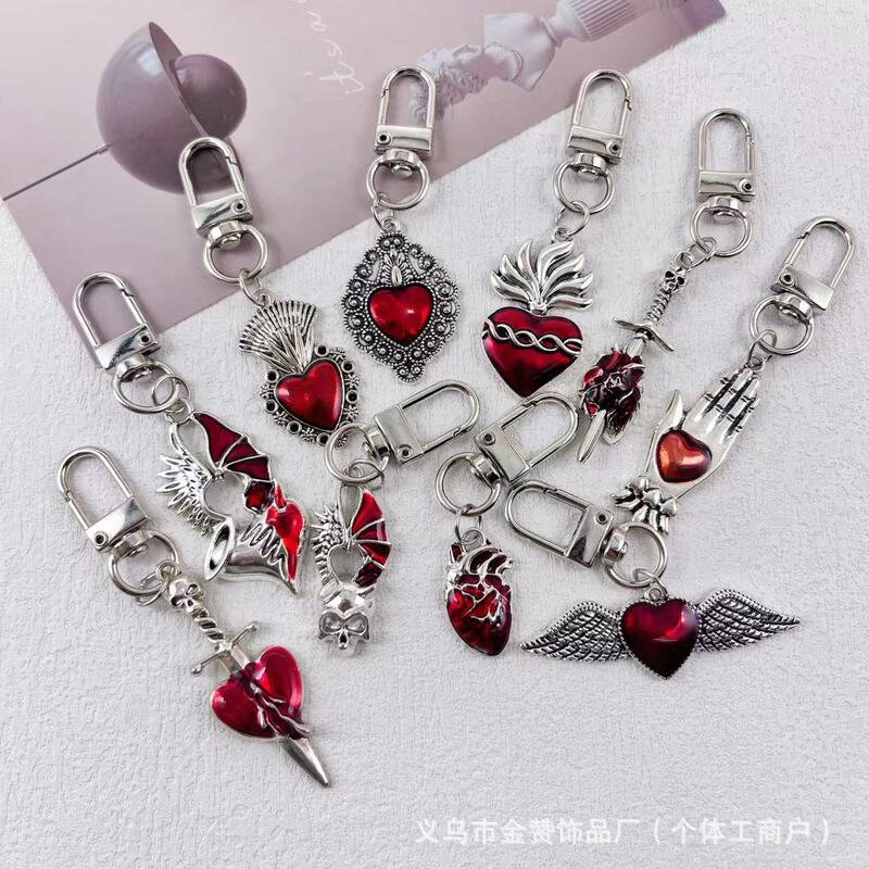 Cross-Border European and American Gothic Style Dark Keychain Pendant Metal Heart-Shaped Spicy Girl Style Palm Bag Cross Pendant Cross-Border European and American Gothic Style Dark Keychain Pendant Metal Heart-Shaped Spicy Girl Style Palm Bag Cross Pendant