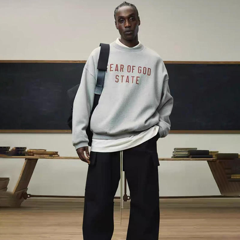 Fog Stack New Line Essentials Autumn and Winter State Fleece-Lined Loose Couple's Crewneck Sweatshirt Trendy Fog Stack New Line Essentials Autumn and Winter State Fleece-Lined Loose Couple's Crewneck Sweatshirt Trendy