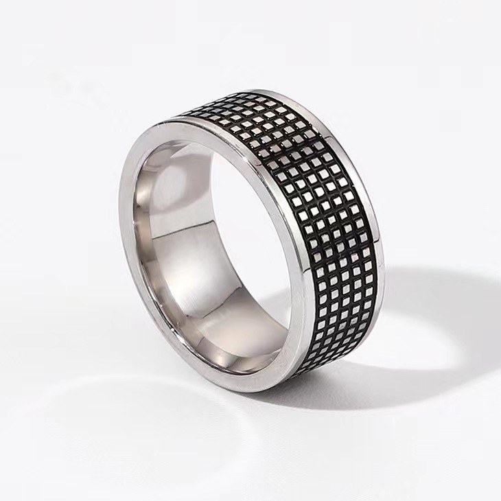 10g Weight Rings Classification 1 Piece Quantity Holiday, Banquet, Selfie Occasion 304 Stainless Steel Material Geometric, Waves Pattern All Seasons Season Unisex Gender Retro Style Retro Geometric Waves 304 Stainless Steel Unisex Rings Men Band Rings 5