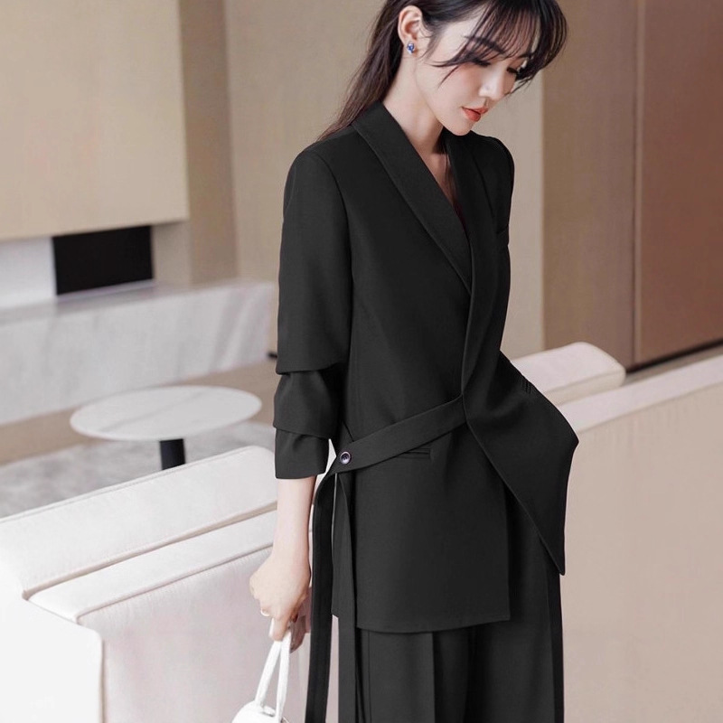 [Direct Delivery from the Manufacturer] Sister-In-Law's Same Style Spring & Fall Fat mm Loose Age-Reducing Wide-Leg Pants Suit for Women