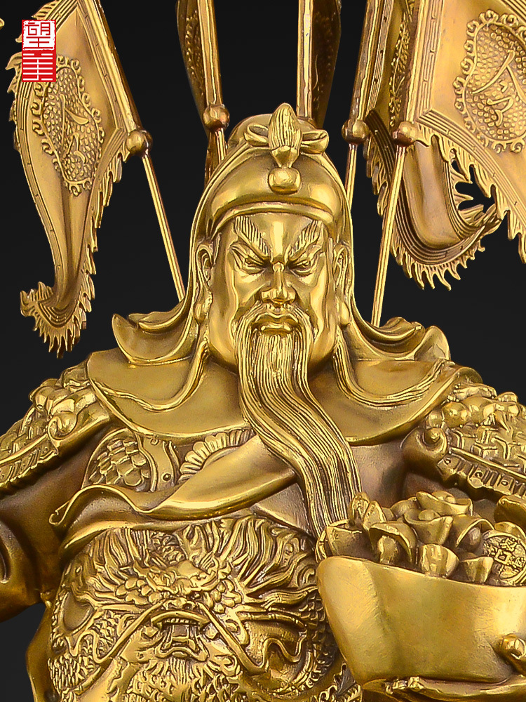 (2개) 444Z 도매 구리 관공 장식품 거실 상점 구룡 관공 청동 동상 황동 우까이 SHEN GUAN GONG 동상 신을위한 동상