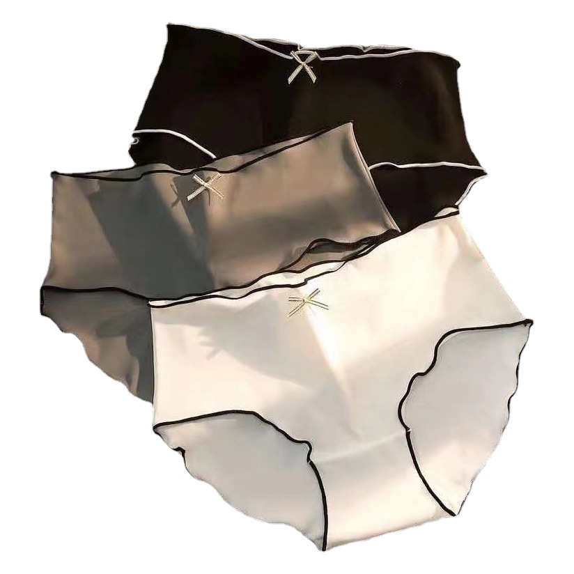 Ropa interior de seda helada de estilo japonés, envasada individualmente, para mujer, cintura media, entrepierna de algodón puro antibacteriano, bragas triangulares ultrafinas para el verano.