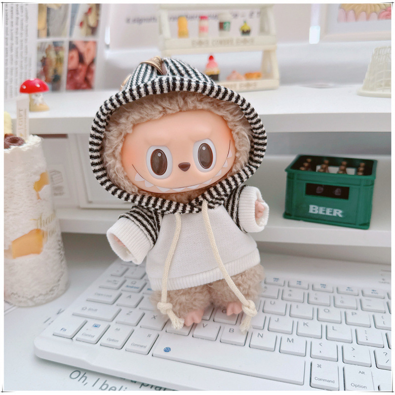labubu ベビー服 Labubu 第一世代第二世代第三世代 10 センチメートル綿人形黒と白グレートレンディなスウェットシャツパーカーパンツ|undefined