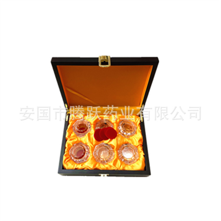 Antique Style Wooden Gift Box Set of 6 with Brocade Lining for Herbal Pills Jewelry and Keepsake Storage overview