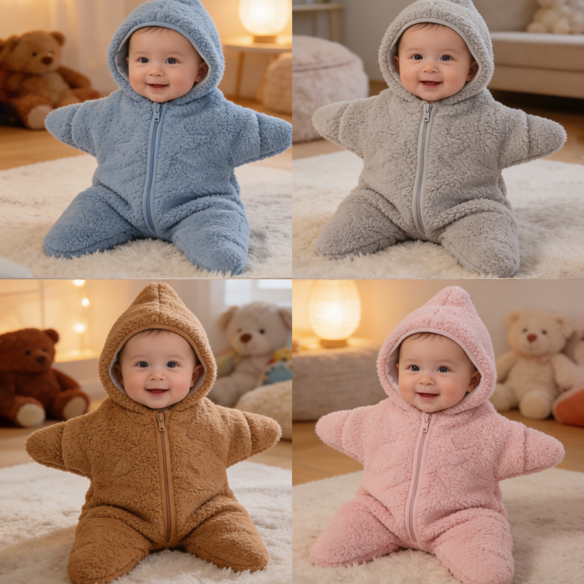 Autumn and Winter Baby Thickeneded Quilt Newborn Out Anti-Jump Quilt Baby Lamb Velvet Swaddle Starfish Sleeping Bag Quilt