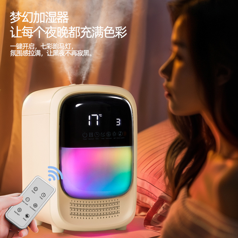 Cross-Border Hot-Selling 3.5L Desktop Humidifier with Double Spray, Large Mist Volume, Bluetooth Music, Colorful Light Atmosphere, Home Humidifier