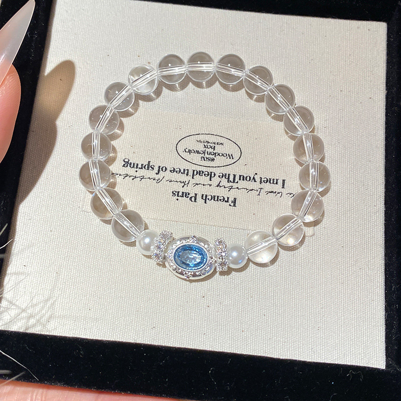 27 # pulsera de perlas de cristal blanco de circón exquisita caja de regalo
