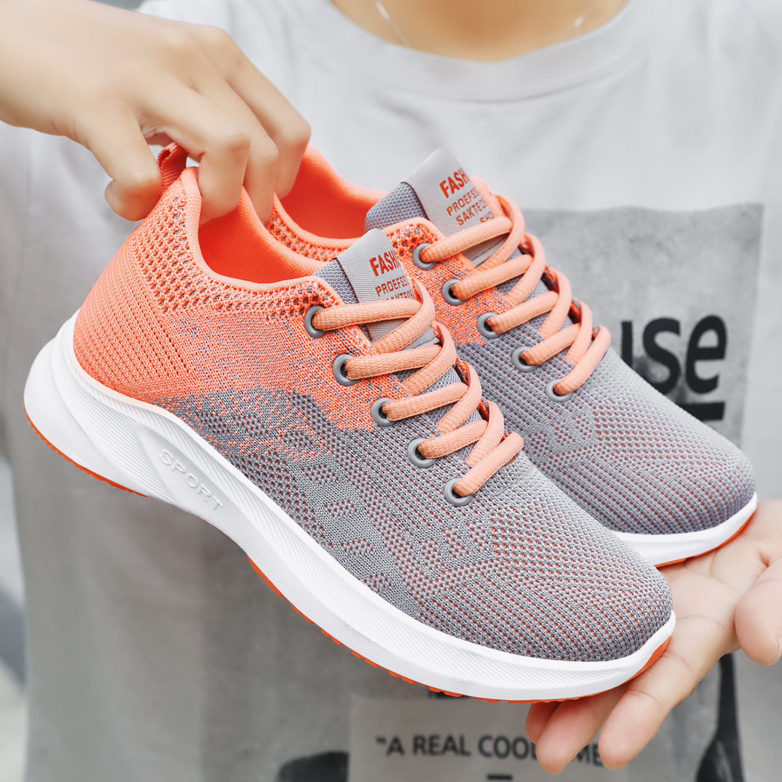 Women's Shoes 2026 Spring New Casual Women's Shoes Cross-Border Dropshipping Fly-Knit Fashion Student Shoes Popular Sports Shoes for Women