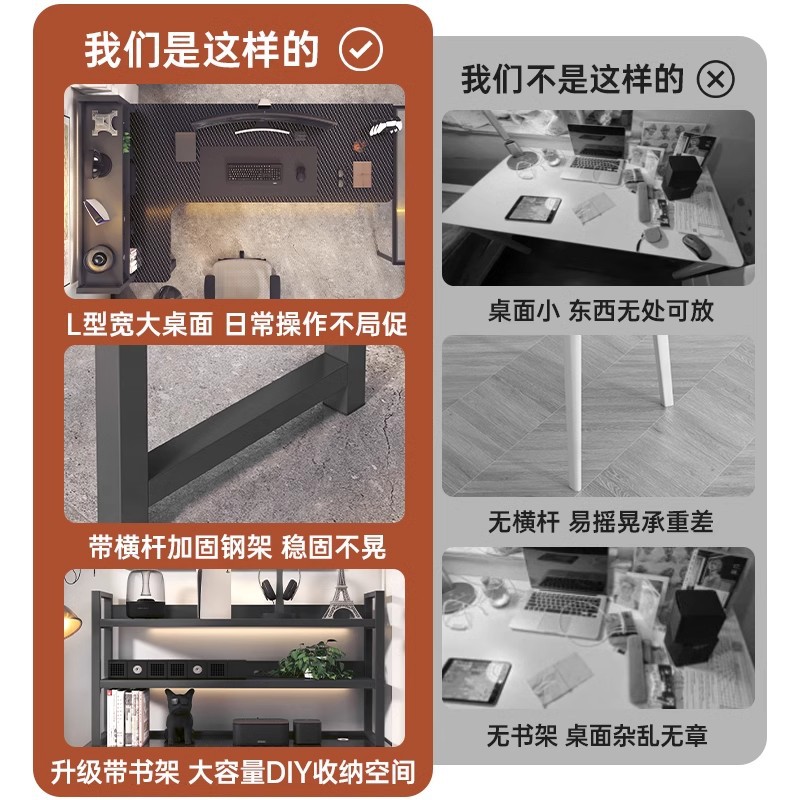 Escritorio de esquina para computadora Escritorio de mesa para deportes electrónicos Escritorio para libros Escritorio de esquina Escritorio de estudio de oficina semicerrado en forma de L para dormitorio