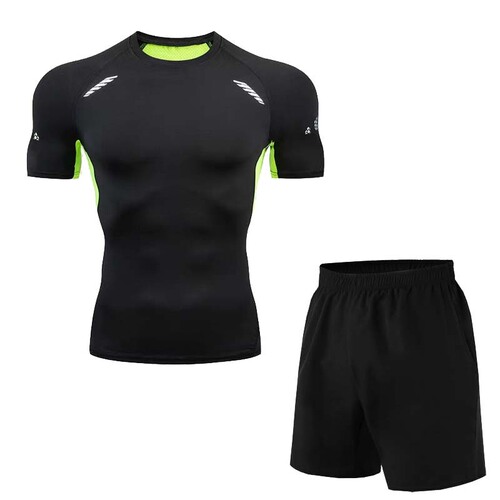 Men's Fitness Clothes, Sports Set, Short-Sleeve Running Summer Chiffon T-Shirt, Quick-Dry Shorts, Basketball Shorts, Training Equipment