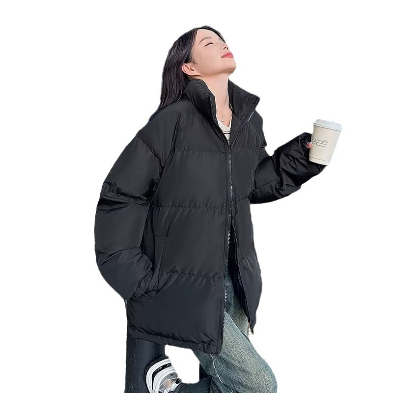 2024 invierno nuevo estilo coreano ropa de algodón de moda mujer corto collar suelto y grueso abrigo de pan de algodón para hombres y mujeres image 6