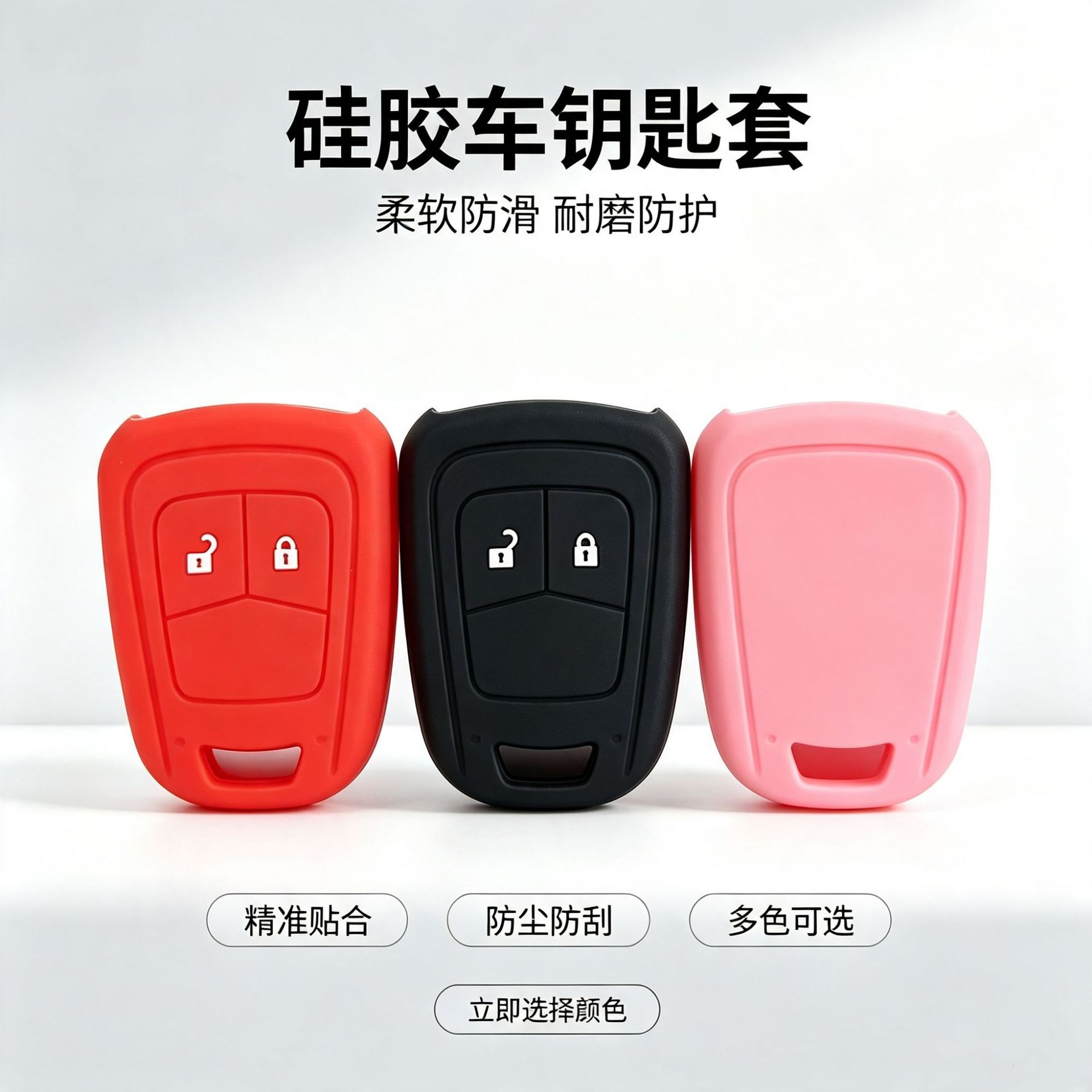 Suitable for Opel Aveo and Chevrolet Cruze, silicone key case for flat-key car remote control, protective cover with buckle