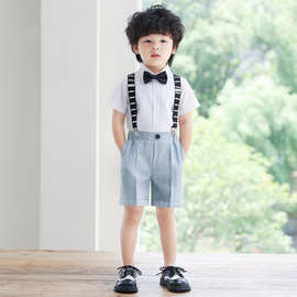 男童背带裤套装夏季韩版中小童幼儿园演出表演儿童西装主持人礼服