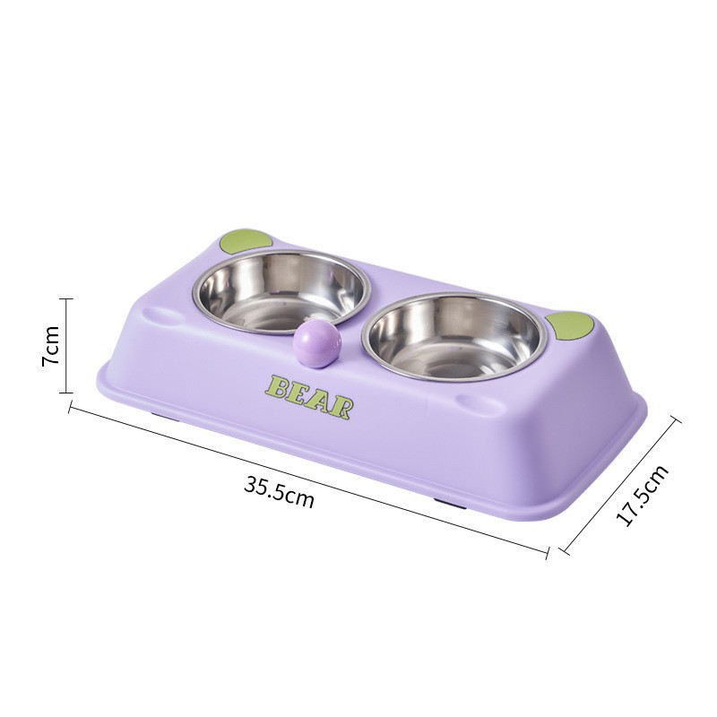 Pet de acero inoxidable doble tazón para gatos, tazón para perros, tazón para gatos, tazón para perros, anti-derrapante, anti-derribado, nuevo tazón para mascotas