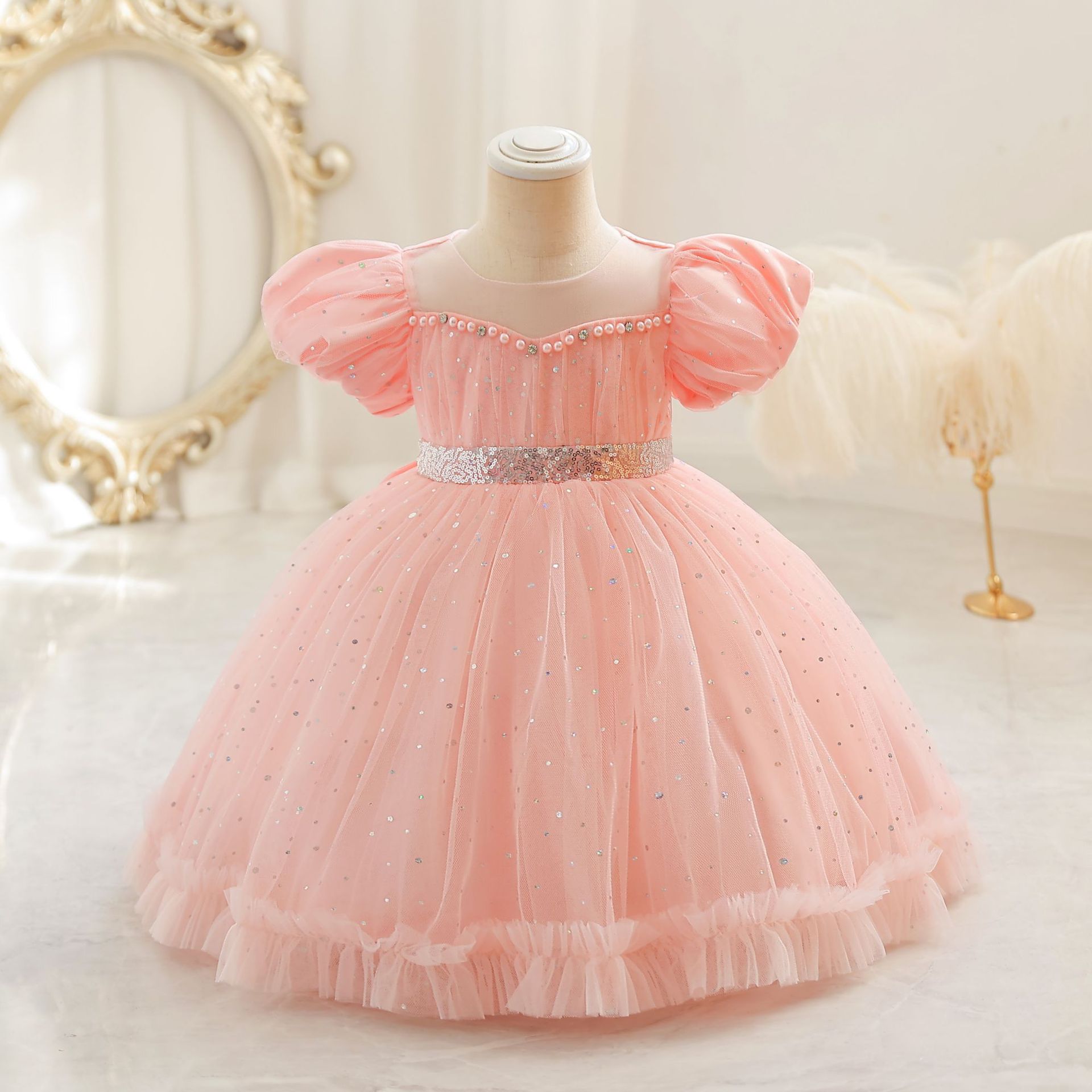 Blumenkind Kleid Kind Prinzessin Kleid Pompadour Kleid Mädchen ein Jahr alt Kind Rock Klammer_voghion.com