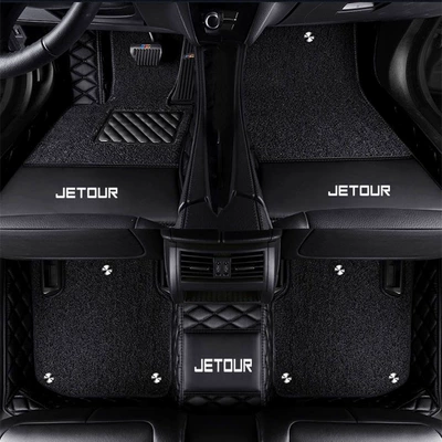 Suitable for Jetour X70, Jetour X70s, Jetour X90, X95, X70Plus, X70M full-coverage car floor mats (Modelə uyğun ayaqaltı) - jietu-x70-five-seater-version-double-layer-black-black-silk-loop