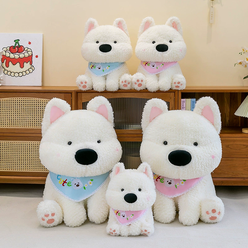 Мягкая милая западная нагорье шарф собачья кукла подушка большая кукла плюшевая игрушка успокаивающая кукла детский подарок на день рождения