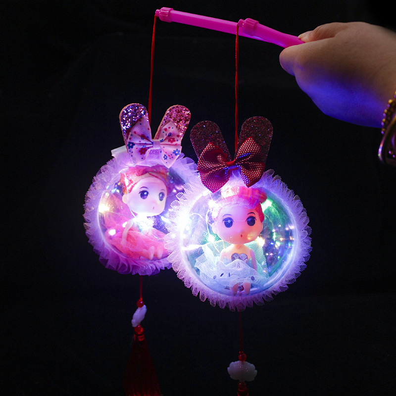 闪光天使兔灯笼娃娃水晶球手提透明灯发光10寸球公主娃娃女孩玩具详情7