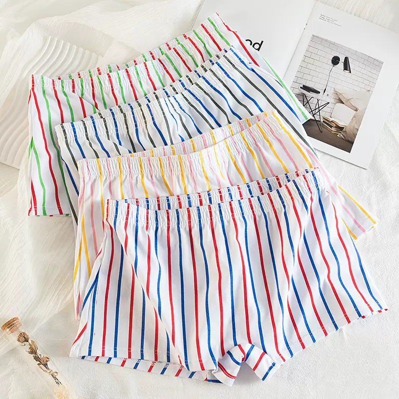 跨境阿罗裤男士内裤平角裤纯棉印花透气大码青年家居裤宽松四角裤