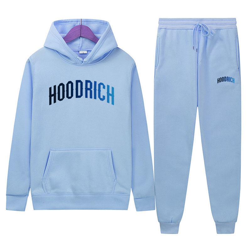 Cross-Border New Hoodrich Sportswear Suit Hoodie Sweatshirt Suit Pattern Printed Hoodie Two-Piece Set