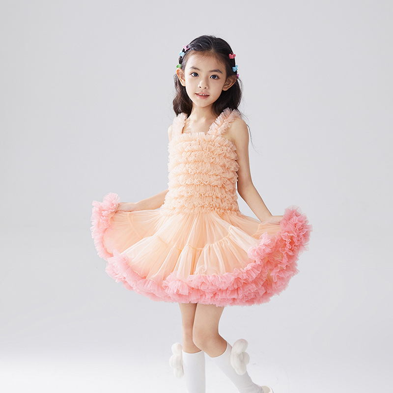 European and American Children's Clothing Suspender Princess Dress Tutu Skirt Dress Little Girl Mesh Children's Day Tutu Skirt