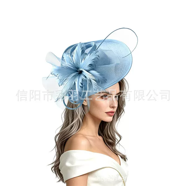 Amazon's best-selling European and American handmade flower hats with feather decorations, retro and fashionable, perfect for horse racing festivals