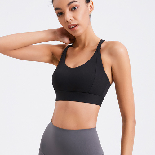 High strength large size fixed cup yoga fitness vest beautiful back shockproof bra tight all-in-one sports bra for women