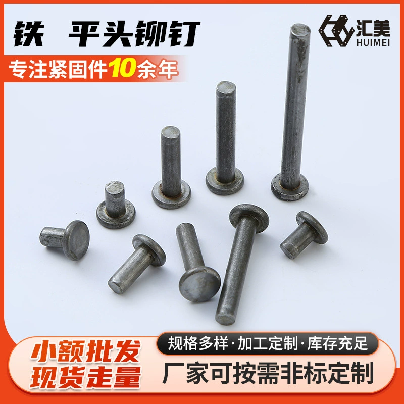 В наличии GB109 железные заклепки с плоской головкой, твердые железные заклепки, натуральные железные гвозди, железные заклепки с плоской головкой