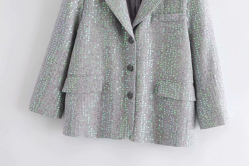 colorful sequins loose drape suit jacket NSAM36323