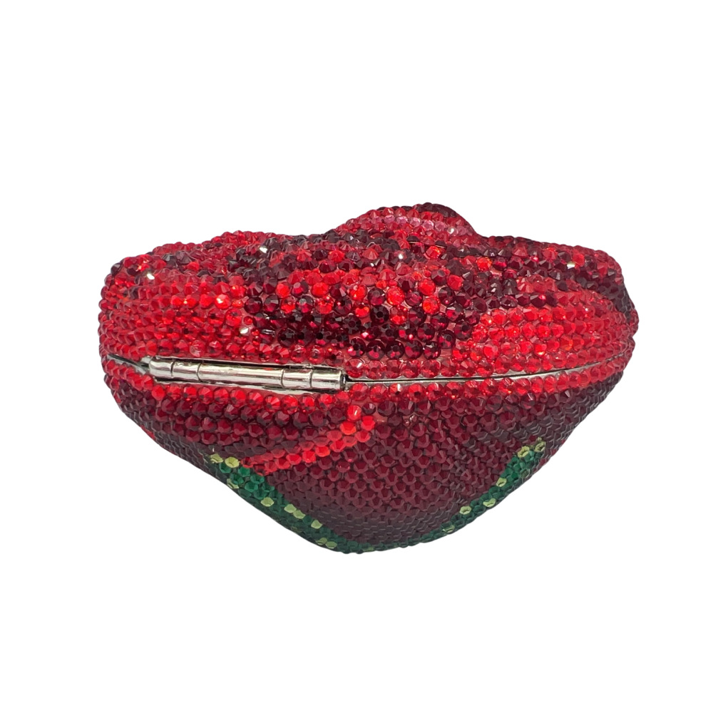 Túi clutch dạ hội đính kim cương hình hoa nổi 3D — màu đỏ, hoa hồng đỏ, vàng, bảy màu chi tiết 7