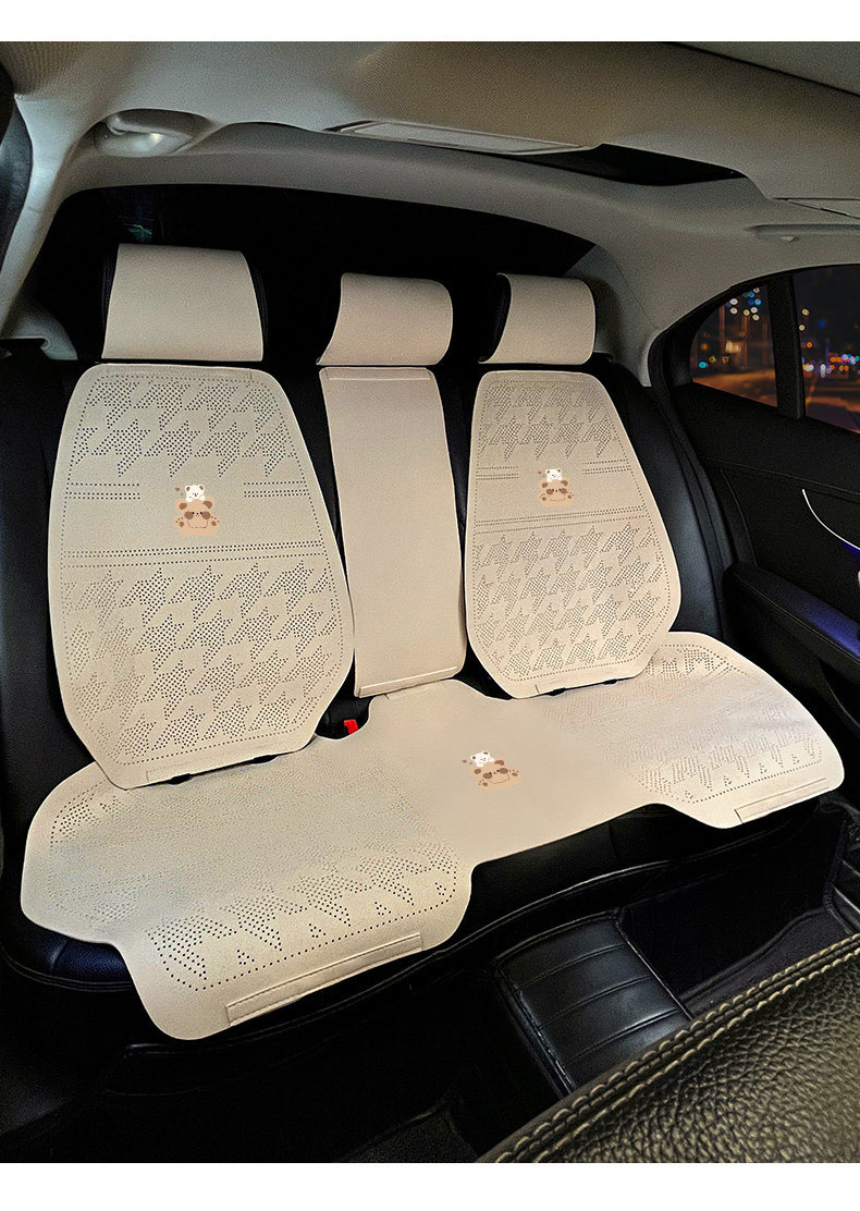 Cute car seat cushion, summer ice silk breathable thin seat cover, all-season seat pad, cool cushion, pink car interior decoration for women