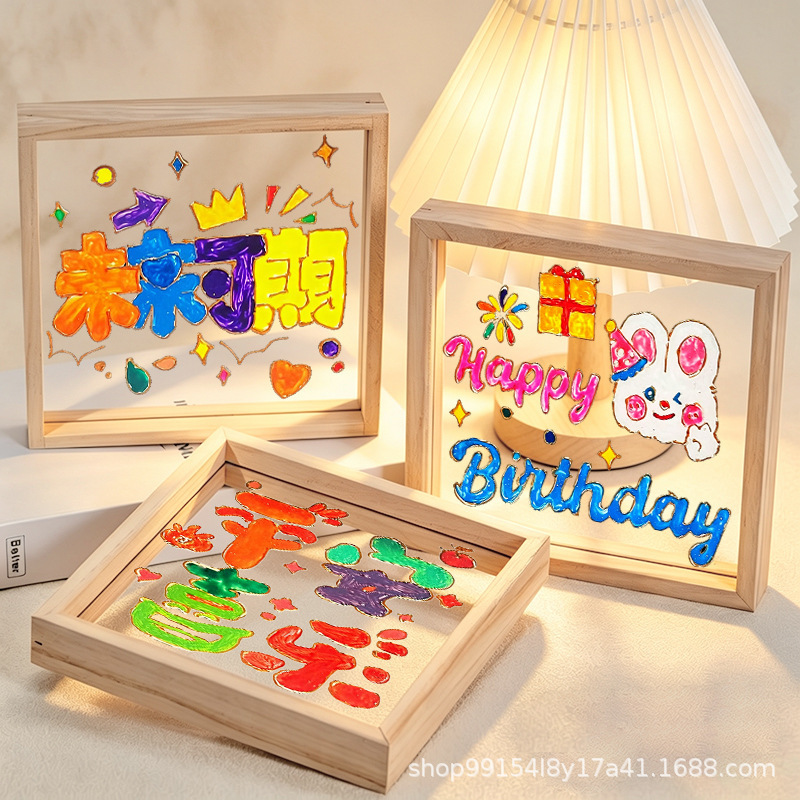 Acrylic Photo Frame Transparent Painting Graffiti Kidsren's Drawing Board DIY Handmade Drawing Board Glass Kindergarten Birthday Gift