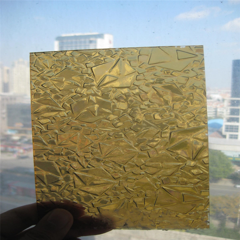 3-8mm  彩色透明压花夹丝玻璃隔断压花玻璃室内装饰