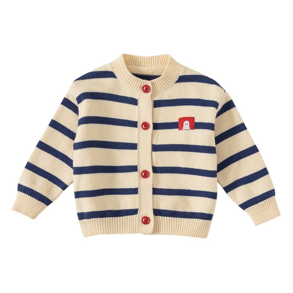 Youbao ropa para niños rebeca de punto a rayas para niñas 2024 primavera nuevo producto suéter estilo occidental abrigo superior QY23082