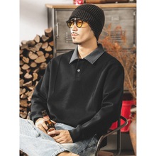 美式复古男士卫衣春秋2025新款潮牌宽松潮流320g重磅长袖Polo衫男