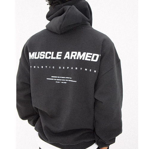 Muscle-building Weightlifting Hooded Sports Sweatsuit Set for Men: Winter Pullover, Plus-Size Jacket with Fleece Lining, Thickened Design, and Relaxed-Fit Warm-Keeping Pants