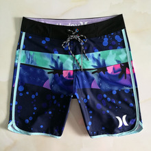 跨境男士沙滩裤可下水 速干弹力海边冲浪裤 温泉度假五分泳裤外贸