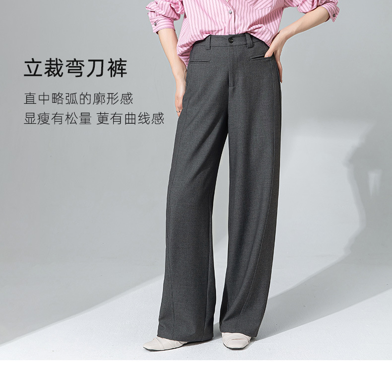 Quần tây nữ ống rộng dáng thẳng chất liệu acetate Tencel — màu xám chi tiết 16